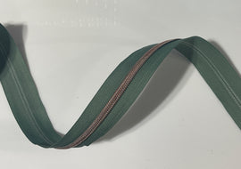 #5 Zipper Tape - 3 yard cut -  Dark Sage