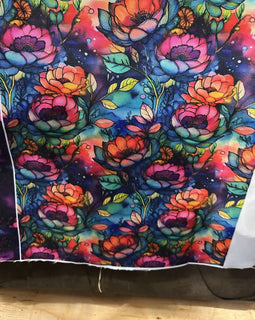 Stained Glass Peonies PVC Backed Waterproof Canvas (flat fold yard)