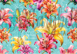 DIGITAL FILE - Bright Lillies on Teal