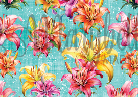 PREORDER - Bright Lilies on Teal