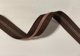 #5 Zipper Tape - 3 yard cut - Coffee Brown