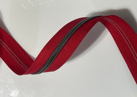 #5 Zipper Tape - 3 yard cut - Tomato (formerly Cherry Red)