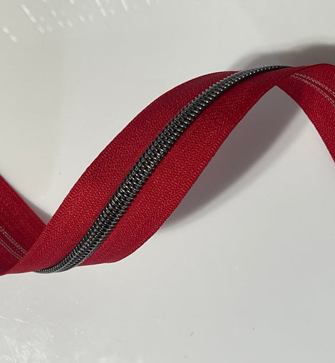 #5 Zipper Tape - 3 yard cut - Tomato (formerly Cherry Red)