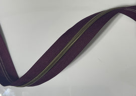 #5 Zipper Tape - 3 yard cut - Port Wine