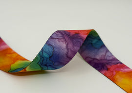 1.5" Custom Webbing - Rainbow Watercolor (5 yard cut)