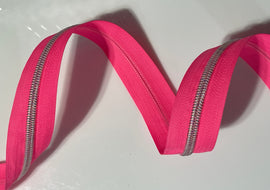 #5 Zipper Tape - 3 yard cut - Neon Pink