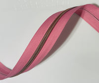 #5 Zipper Tape - 3 yard cut - Carnation Pink 769