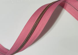 #5 Zipper Tape - 3 yard cut - Carnation Pink