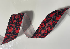 #5 Zipper Tape - 3 yard cut - Red Splatter