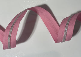 #5 Zipper Tape - 3 yard cut - Carnation Pink