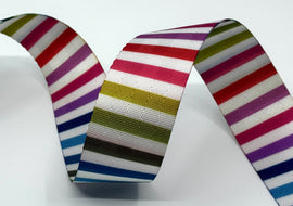 1.5" Printed Webbing - Rainbow Stripes (5 yard cut)