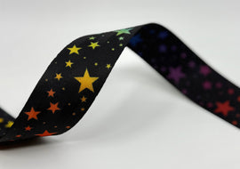 1.5" Printed Webbing - Rainbow Ombre Stars (5 yard cut)