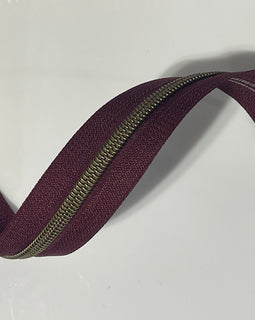 #5 Zipper Tape - 3 yard cut - Maroon