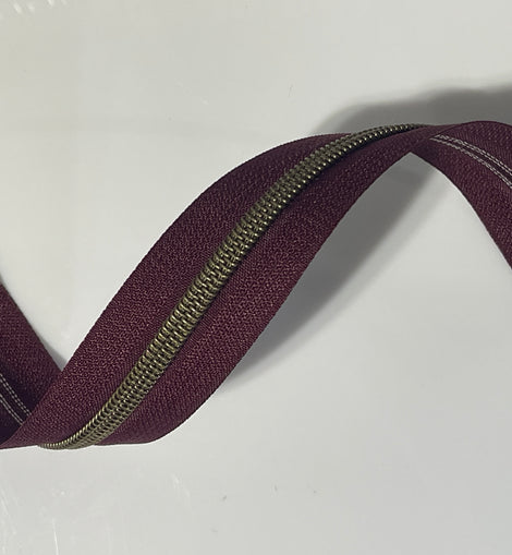 #5 Zipper Tape - 3 yard cut - Maroon