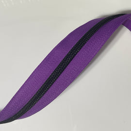 #5 Zipper Tape - 3 yard cut - Bright Purple w/ Matte Black Teeth