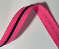 #5 Zipper Tape - 3 yard cut - Neon Pink 773