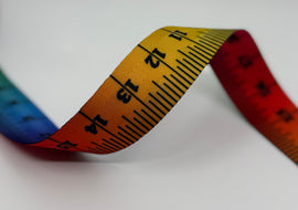 1.5" Printed Webbing - Rainbow Ombre Ruler (5 yard cut)