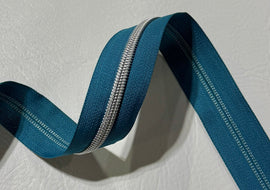 (#5 Zipper Tape - 3 yard cut - Peacock Blue (722)