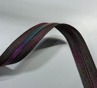 #5 Zipper Tape - 3 yard cut - Rainbow Sparkle w/ Rainbow Teeth