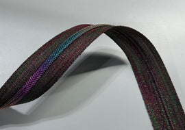 #5 Zipper Tape - 3 yard cut - Rainbow Sparkle w/ Rainbow Teeth