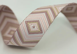 1.5" Geometric Webbing - Rose Quartz (5 yard cut)