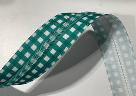 #5 Zipper Tape - 3 yard cut - Teal Plaid