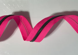 #5 Zipper Tape - 3 yard cut - Electric Pink