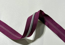 #5 Zipper Tape - 3 yard cut - Ink Berry (767)