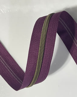 #5 Zipper Tape - 3 yard cut - Plum Purple