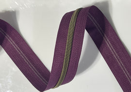 #5 Zipper Tape - 3 yard cut - Plum Purple