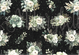 DIGITAL FILE - Green Floral on Black Linen