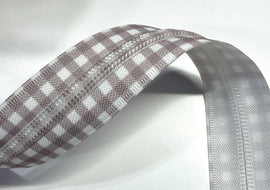 #5 Zipper Tape - 3 yard cut - Grey Plaid