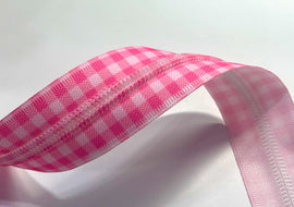 #5 Zipper Tape - 3 yard cut - Hot Pink Plaid