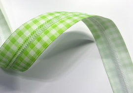 #5 Zipper Tape - 3 yard cut - Lime Green Plaid