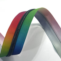 #5 Zipper Tape - 3 yard cut - Rainbow w/ Iridescent Teeth