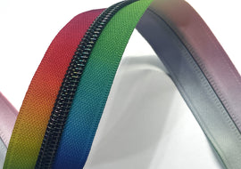 #5 Zipper Tape - 3 yard cut - Rainbow w/ Iridescent Teeth