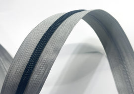 #5 Zipper Tape - 3 yard cut - Dove Grey w/ Matte Black Teeth