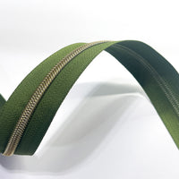 #5 Zipper Tape - 3 yard cut - Avocado Green 887