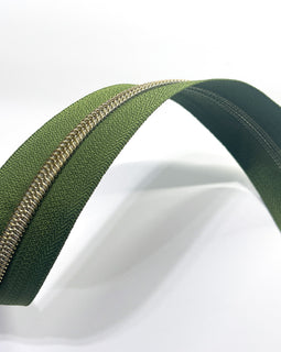 #5 Zipper Tape - 3 yard cut - Avocado Green 887
