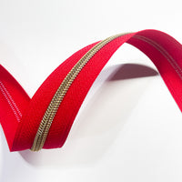 #5 Zipper Tape - 3 yard cut - Candy Apple 733