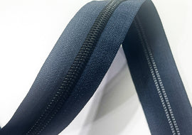 #5 Zipper Tape - 3 yard cut - Prussian Blue w/ Matte Black Teeth