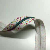 #5 Zipper Tape - 3 yard cut - Sprinkles w/ Rainbow Teeth