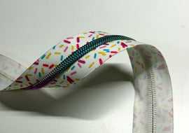 #5 Zipper Tape - 3 yard cut - Sprinkles w/ Rainbow Teeth