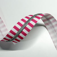#5 Zipper Tape - 3 yard cut - Magenta Stripe w/ Nickel teeth