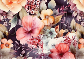 PREORDER - Rich Peachy Floral with Purple Watercolor