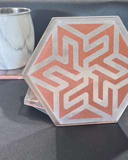 Glass Coaster Set- Geometric Star