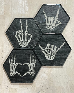 Glass Coaster Set-Skeleton Hands