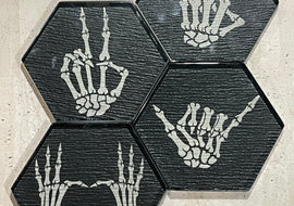 Glass Coaster Set-Skeleton Hands