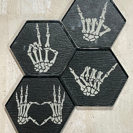 Glass Coaster Set-Skeleton Hands